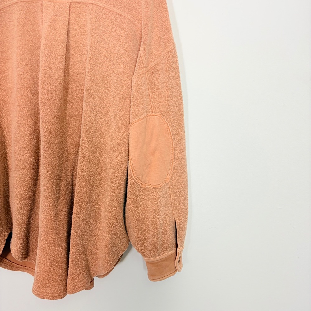 Free People We The Free Ruby Fleece Shirt Jacket Pink Terracotta Shacket L - Picture 7 of 10
